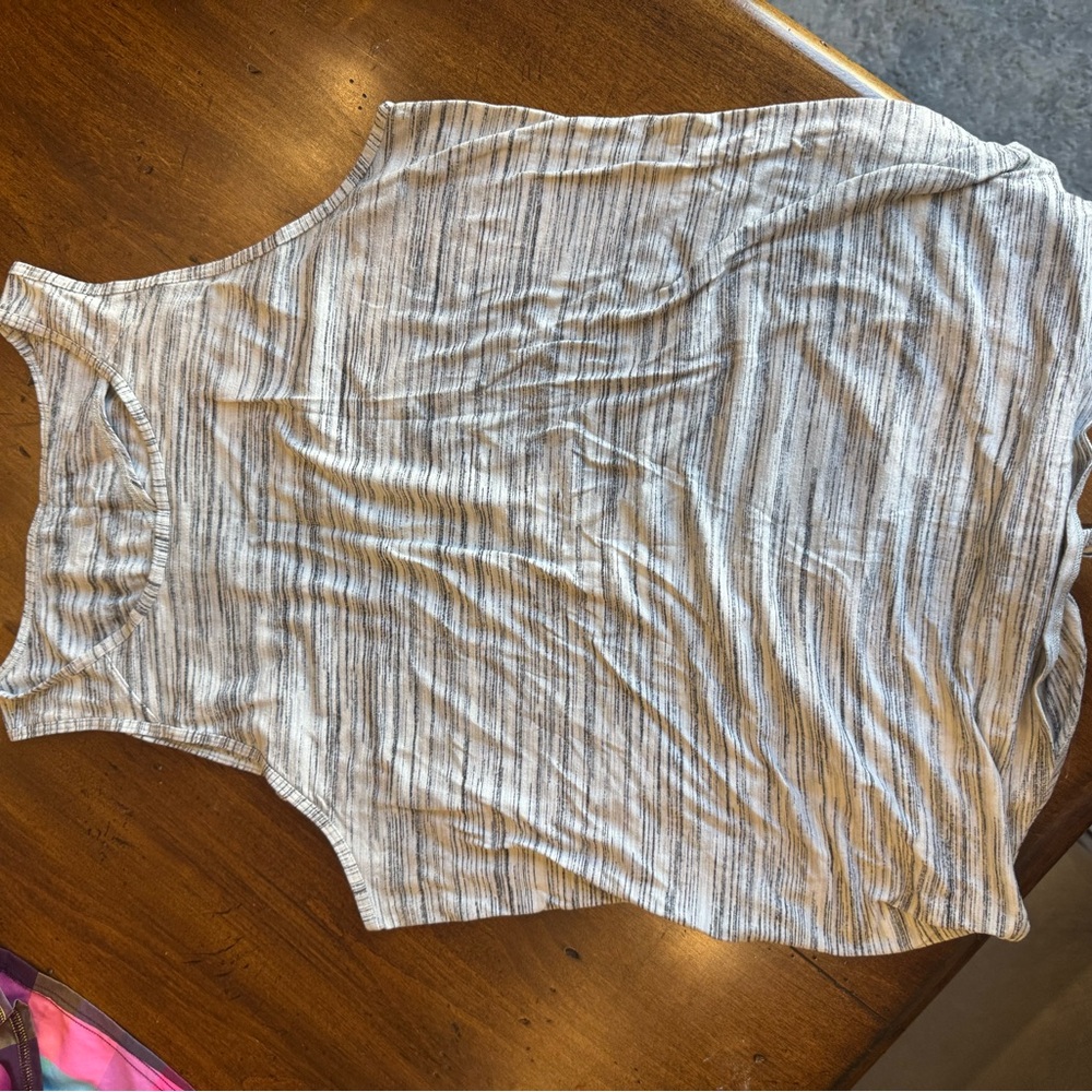 Lululemon Striped Gray Sleeveless Top with tie back and keyhole back